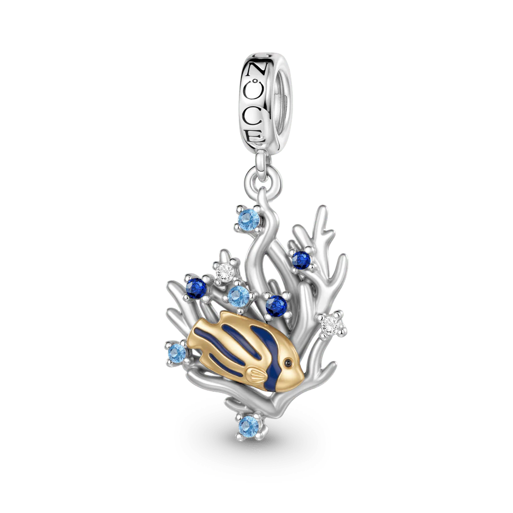 Gnoce  Coral Reef Fish Charm Platinum-plated Silver Blend