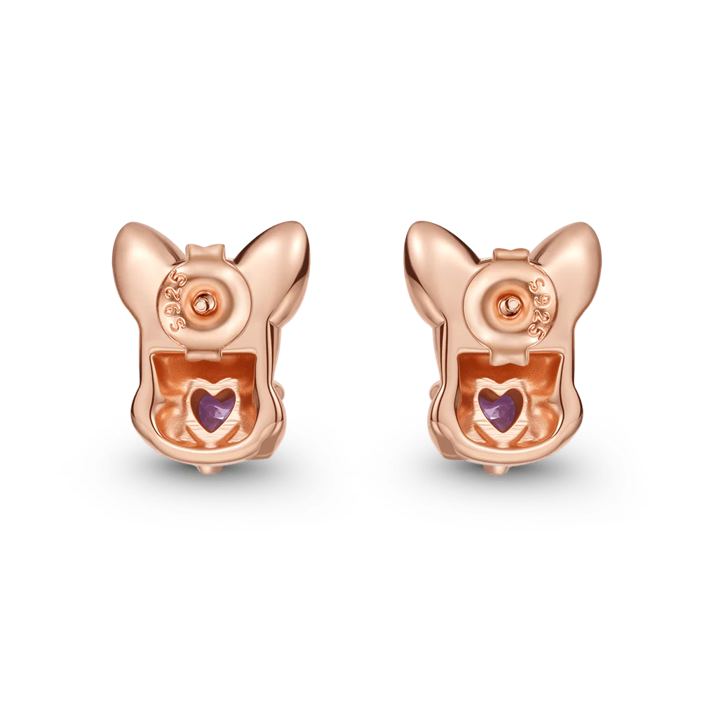 Gnoce Corgi Embrace Love Stud Earrings Platinum-plated Silver Blend - Image 4