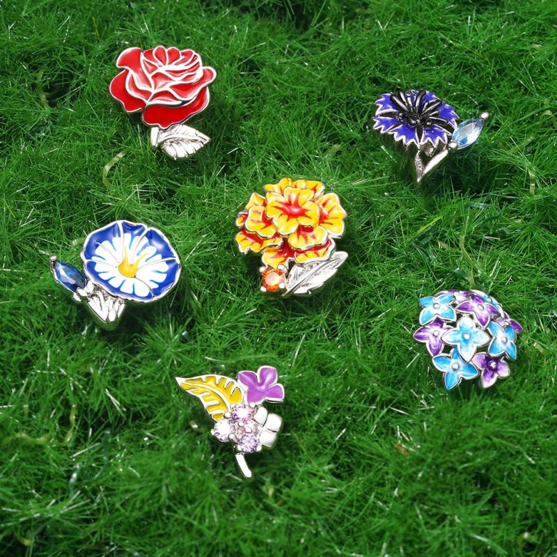 Gnoce Birthday Flower Series Cornflower Stud Earrings Platinum-plated Silver Blend - Image 3