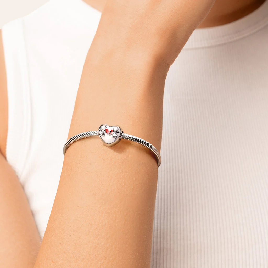 Gnoce Couple Heart Charm Platinum-plated Silver Blend - Image 2
