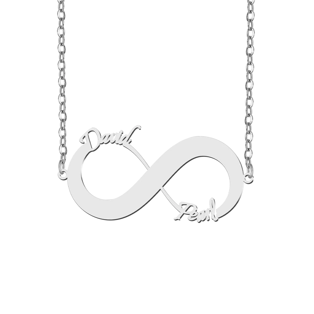 Gnoce Couple Double Name Infinity Necklace