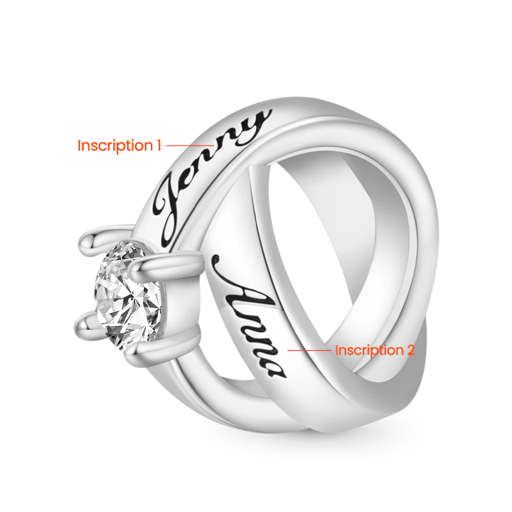 Gnoce Engravable Couple Rings Valentine Charm Platinum-plated Silver Blend - Image 2