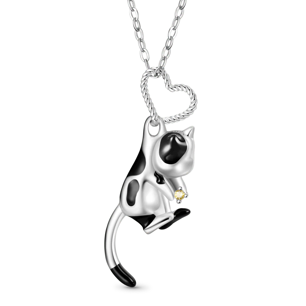 Gnoce Cow Cat Heart Pendant Necklace
