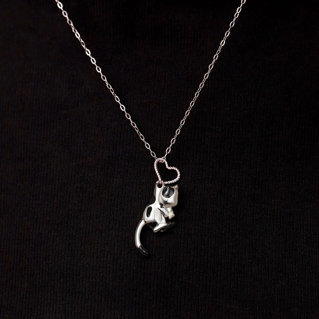 Gnoce Cow Cat Heart Pendant Necklace - Image 5