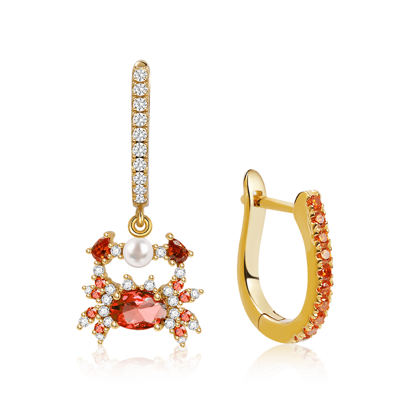 Gnoce Crab Dangle Earrings Set Platinum-plated Silver Blend