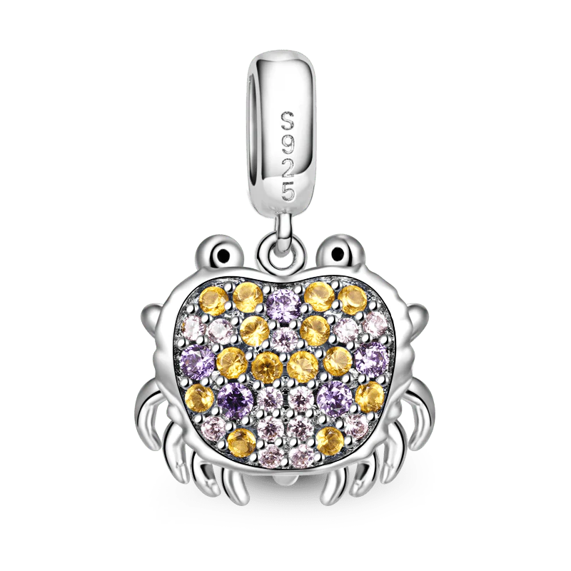 Gnoce Crab Embraces Heart Gem Charm Platinum-plated Silver Blend - Image 2