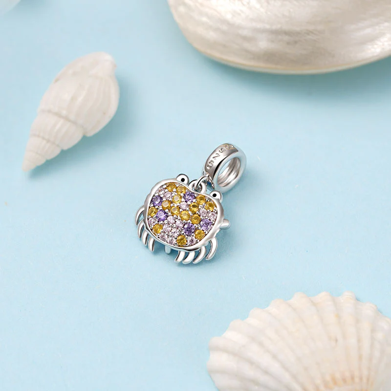 Gnoce Crab Embraces Heart Gem Charm Platinum-plated Silver Blend - Image 4
