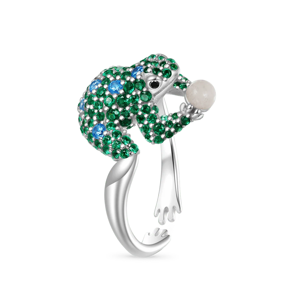 Gnoce Creative Frog Adjustable Open Ring Platinum-plated Silver Blend - Image 3