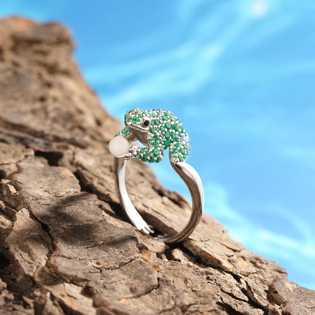 Gnoce Creative Frog Adjustable Open Ring Platinum-plated Silver Blend - Image 4