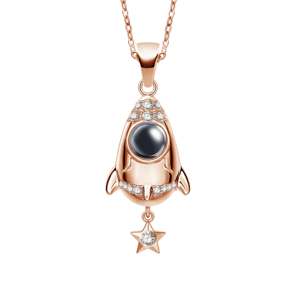 Gnoce Creative Rocket Necklace with Custom Projection Photo - Image 2