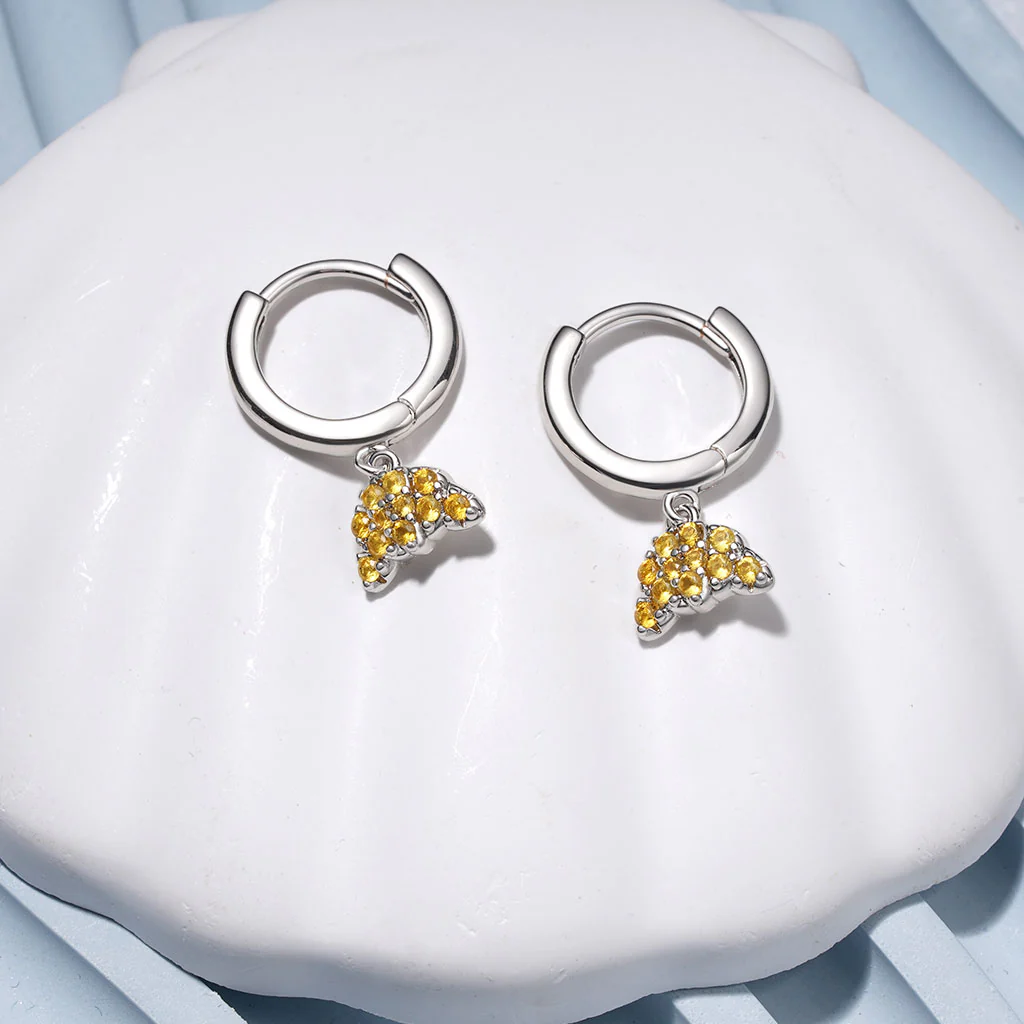 Gnoce Croissant Bread Hoop Earrings Platinum-plated Silver Blend - Image 3
