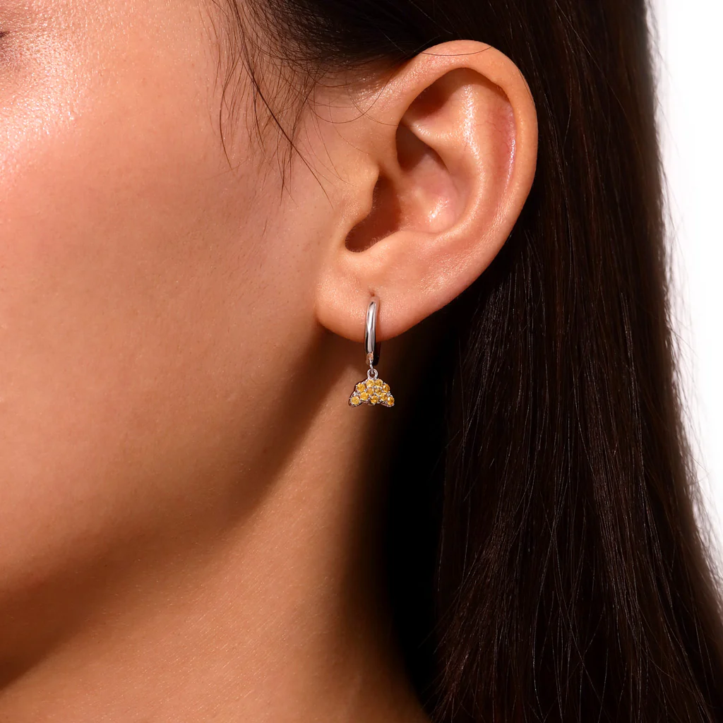 Gnoce Croissant Bread Hoop Earrings Platinum-plated Silver Blend - Image 4