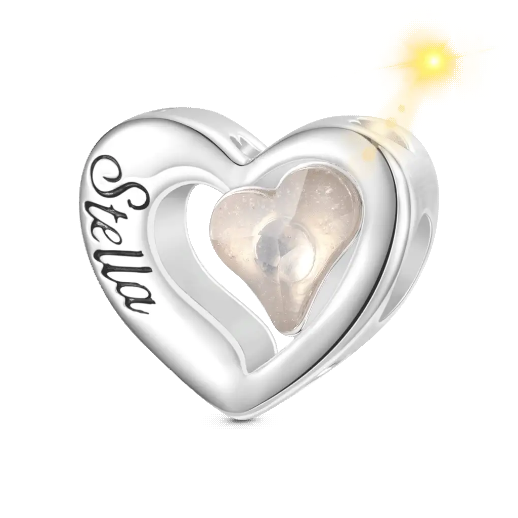 Gnoce Engravable Color-changing Crooked Heart Charm Platinum-plated Silver Blend