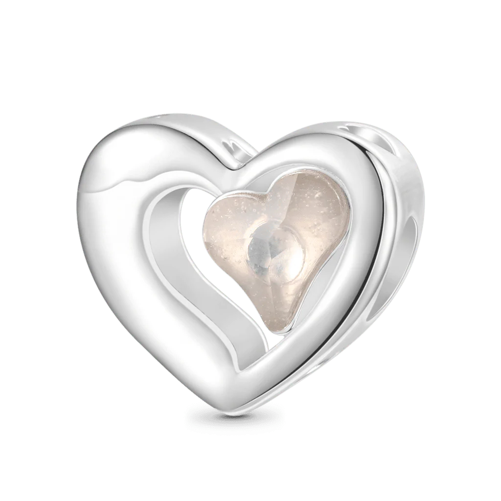 Gnoce Engravable Color-changing Crooked Heart Charm Platinum-plated Silver Blend - Image 3