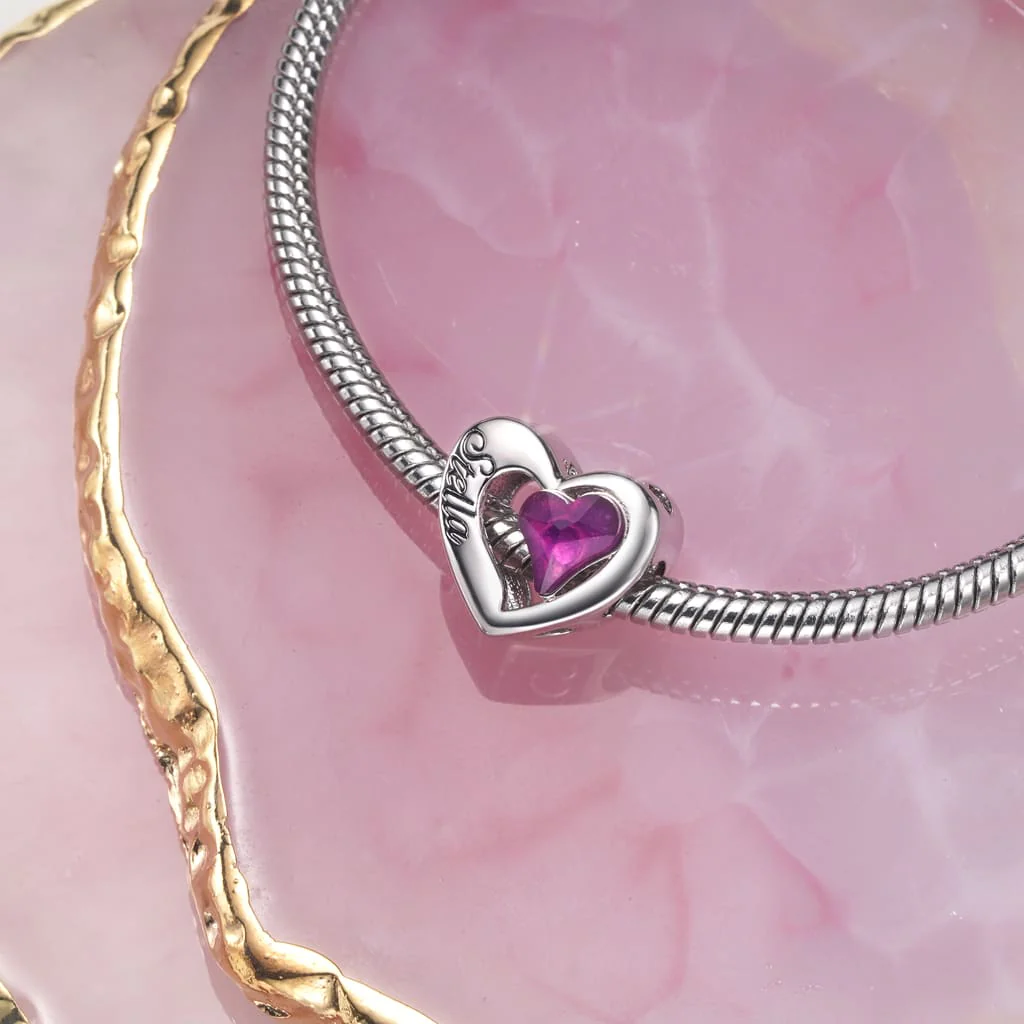 Gnoce Engravable Color-changing Crooked Heart Charm Platinum-plated Silver Blend - Image 4