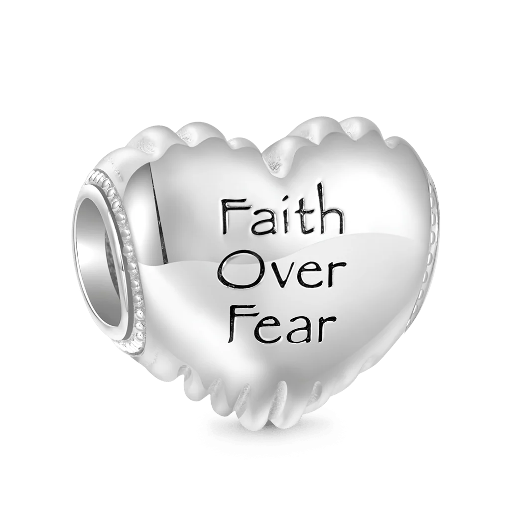 Gnoce Cross Faith Over Fear Birthstone Charm Platinum-plated Silver Blend - Image 2