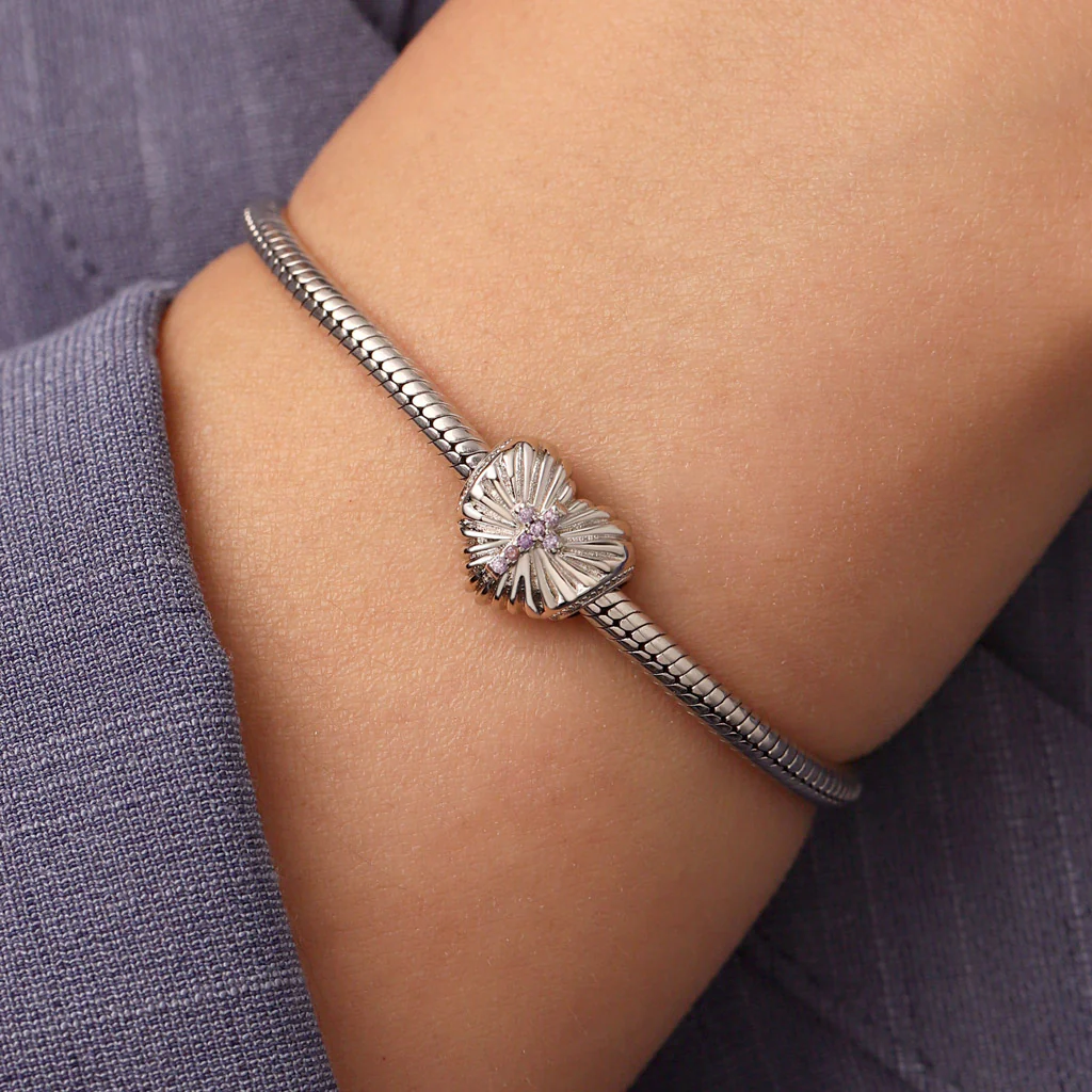Gnoce Cross Faith Over Fear Birthstone Charm Platinum-plated Silver Blend - Image 5