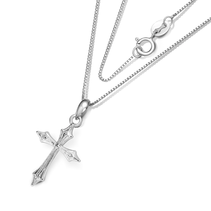 Gnoce Sparkling Cross Necklace Platinum-plated Silver Blend - Image 2