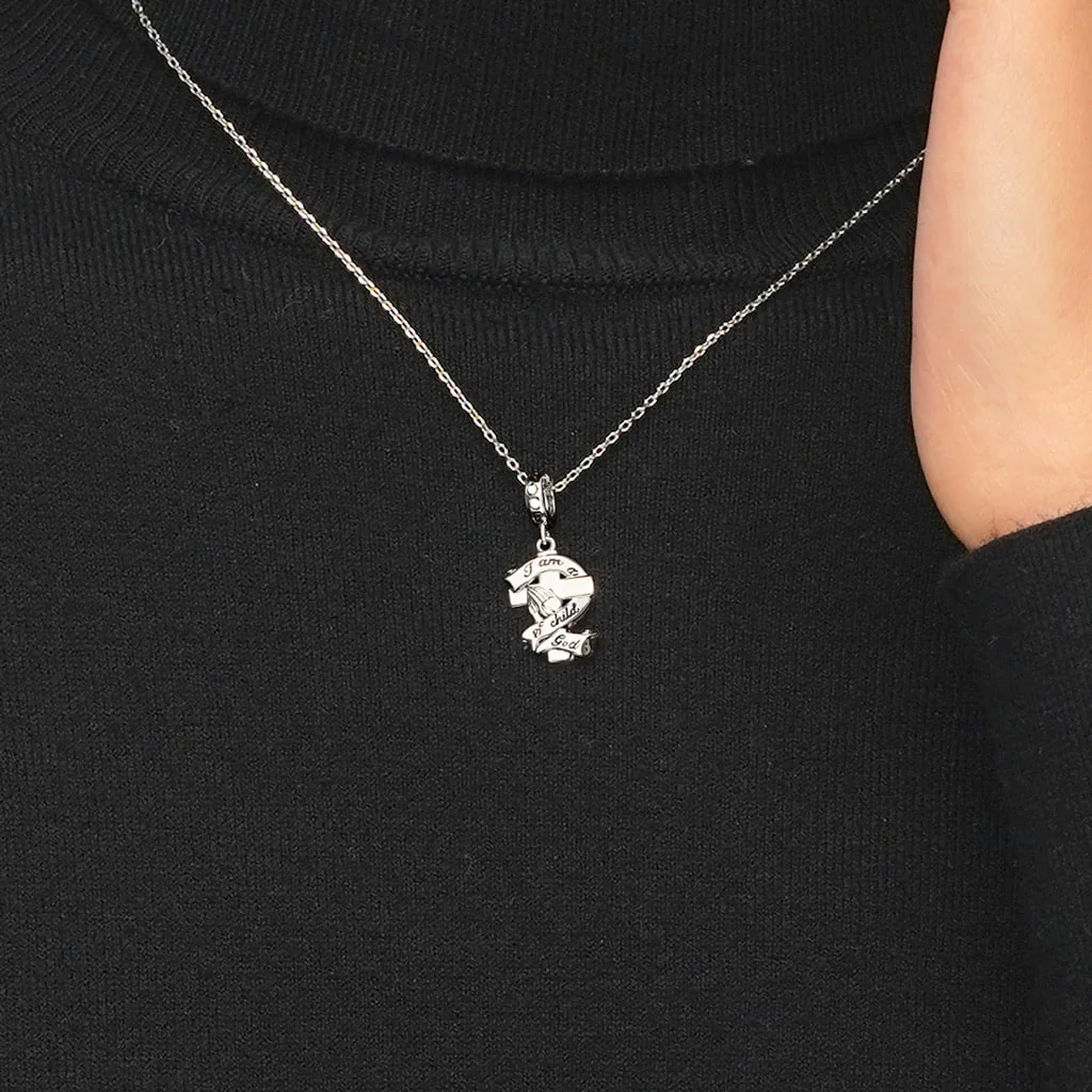 Gnoce Cross Praying Hands Charm Platinum-plated Silver Blend - Image 5