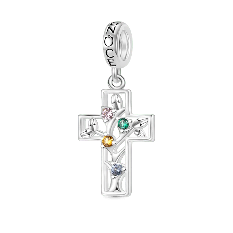 Gnoce Cross Tree Of Life Charm Platinum-plated Silver Blend