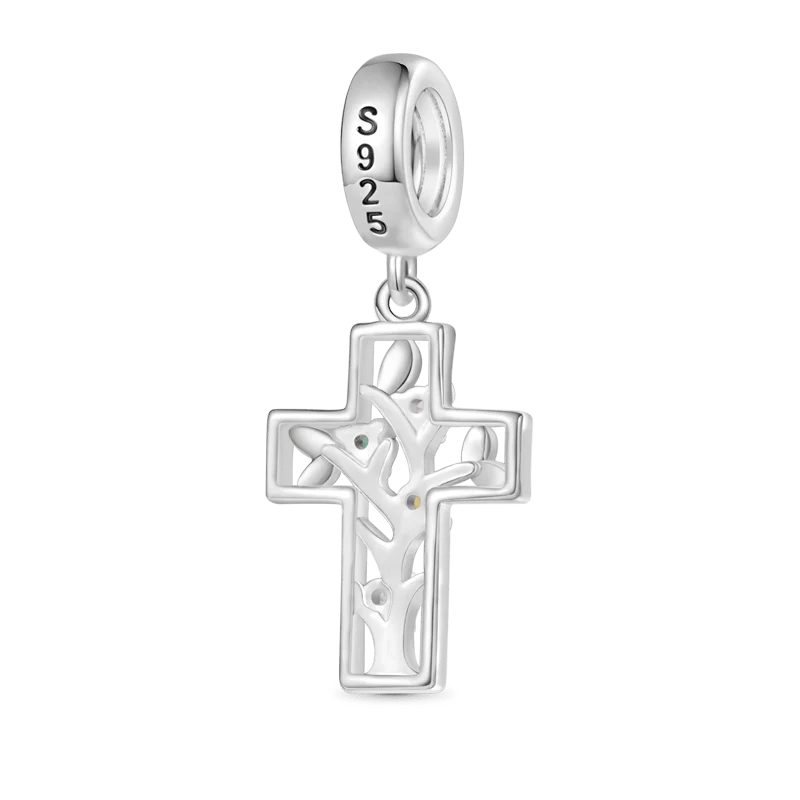 Gnoce Cross Tree Of Life Charm Platinum-plated Silver Blend - Image 2