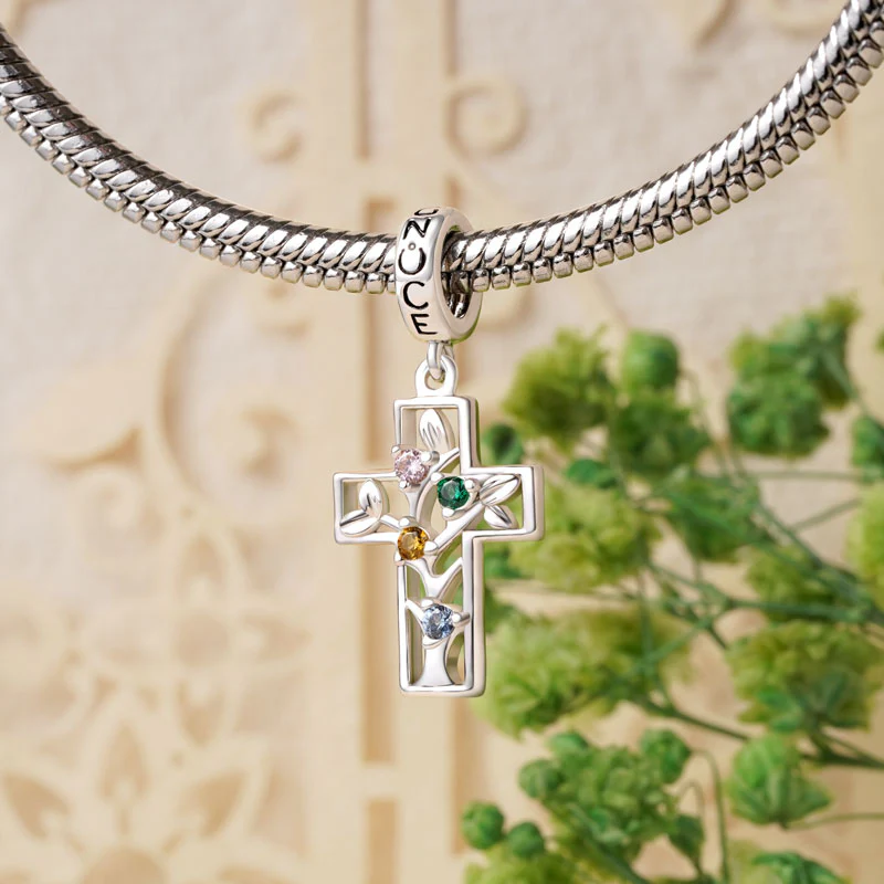 Gnoce Cross Tree Of Life Charm Platinum-plated Silver Blend - Image 3