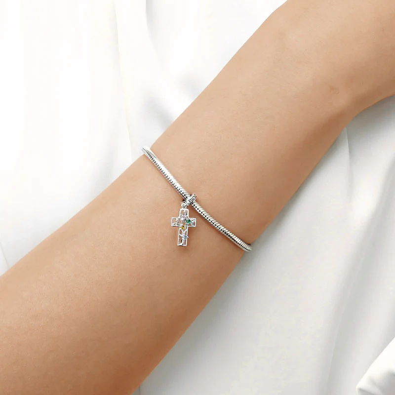 Gnoce Cross Tree Of Life Charm Platinum-plated Silver Blend - Image 5