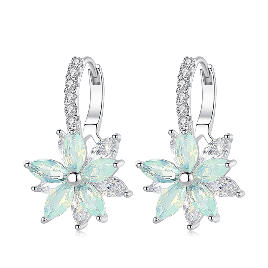 Gnoce Crystal Flower Leverback Dangle Earrings