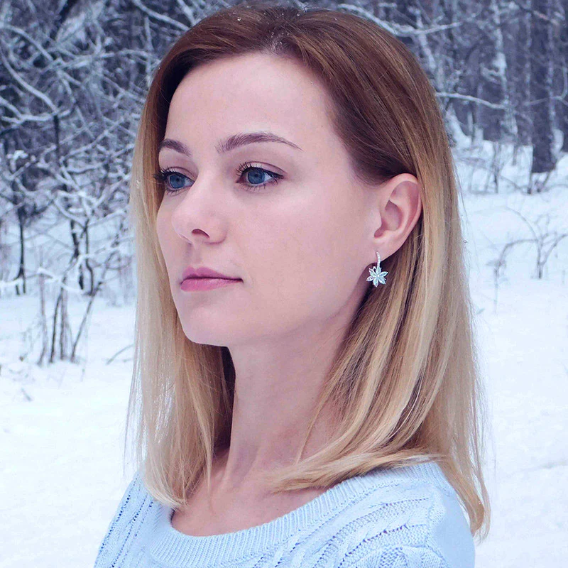 Gnoce Crystal Flower Leverback Dangle Earrings - Image 3