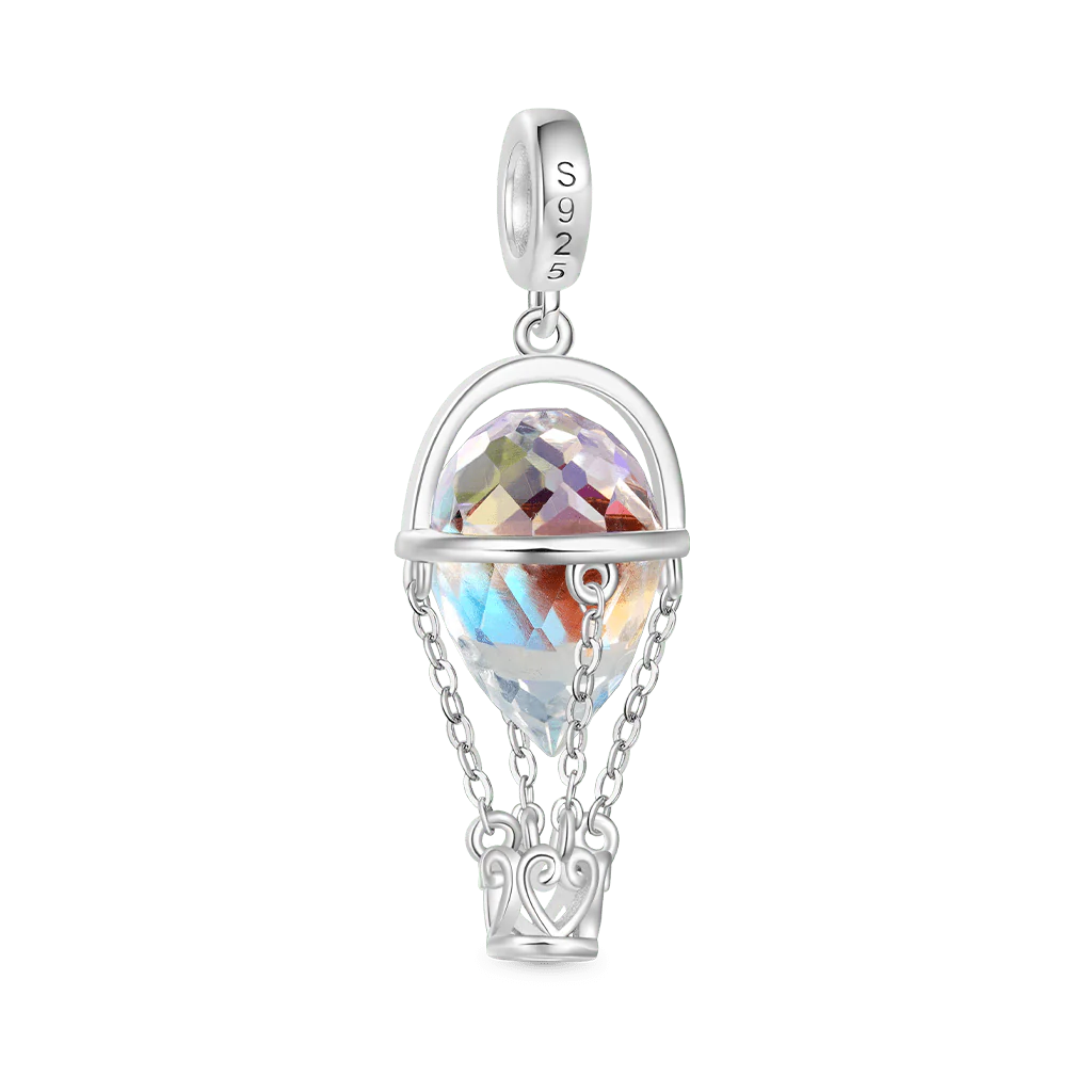 Gnoce Crystal Hot Air Balloon Charm Platinum-plated Silver Blend - Image 2