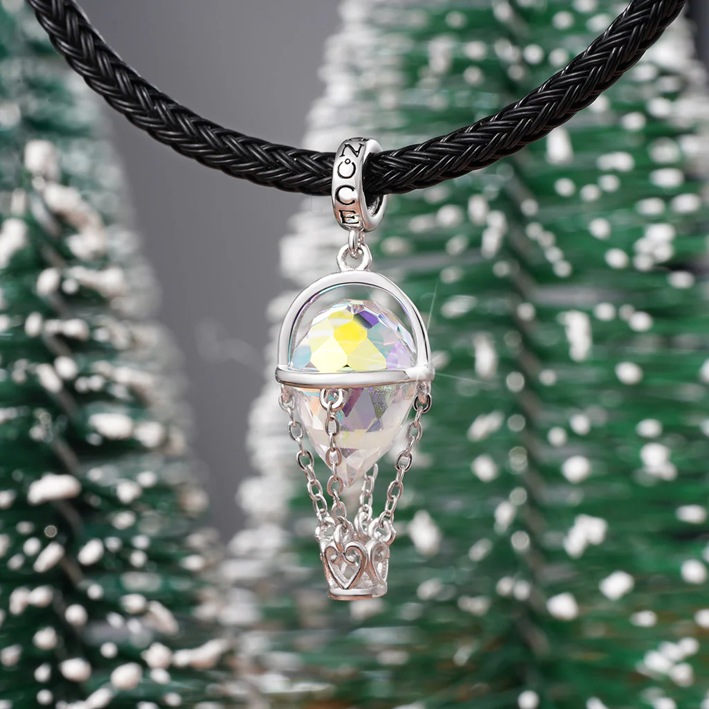 Gnoce Crystal Hot Air Balloon Charm Platinum-plated Silver Blend - Image 3