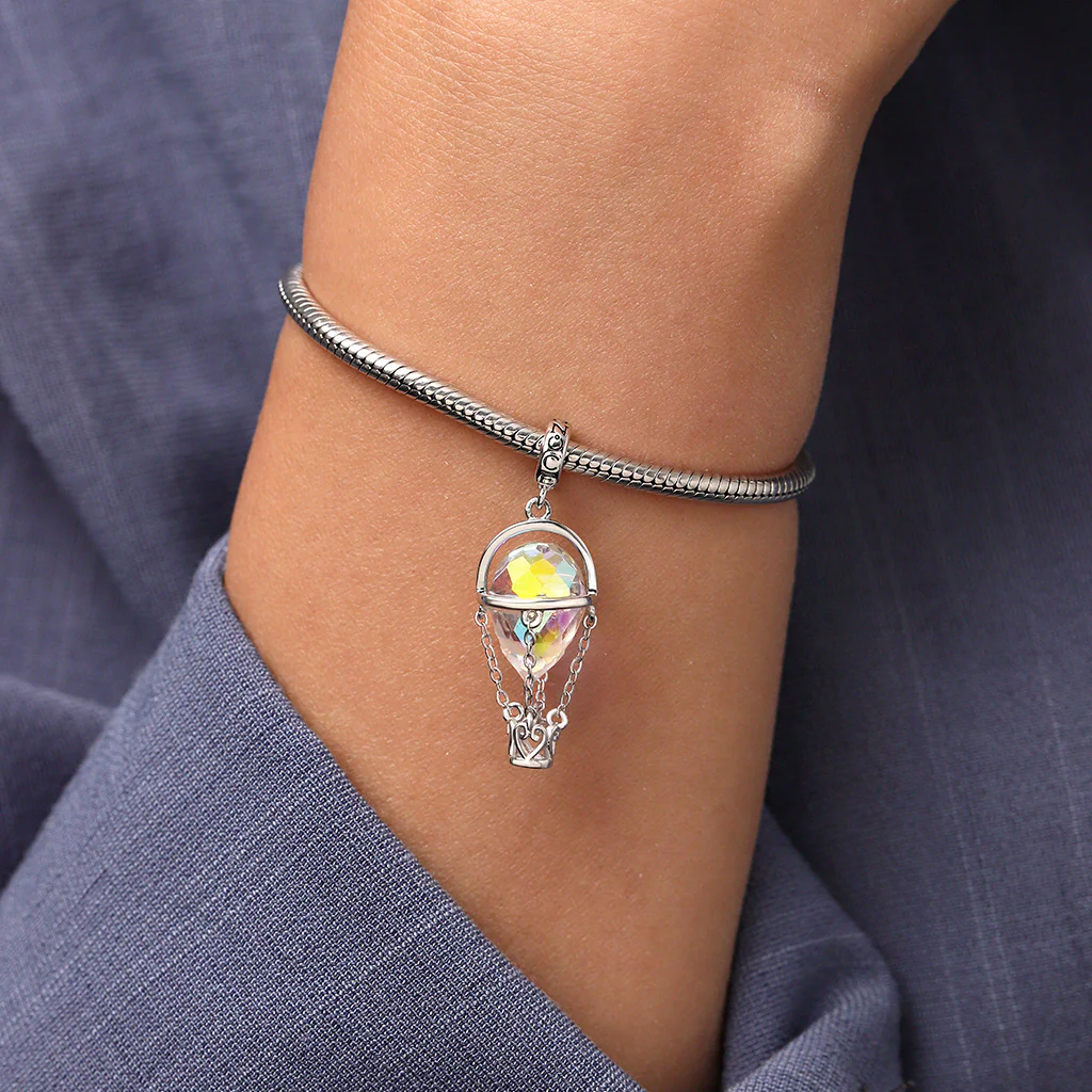 Gnoce Crystal Hot Air Balloon Charm Platinum-plated Silver Blend - Image 7
