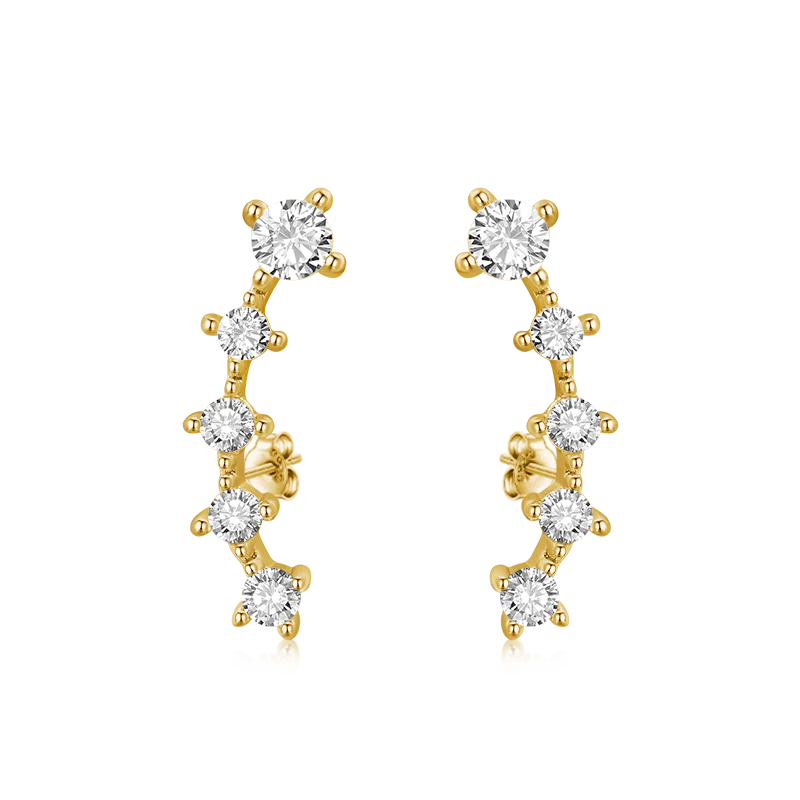 Gnoce Cubic Zirconia Ear Crawlers Earrings Platinum-plated Silver Blend