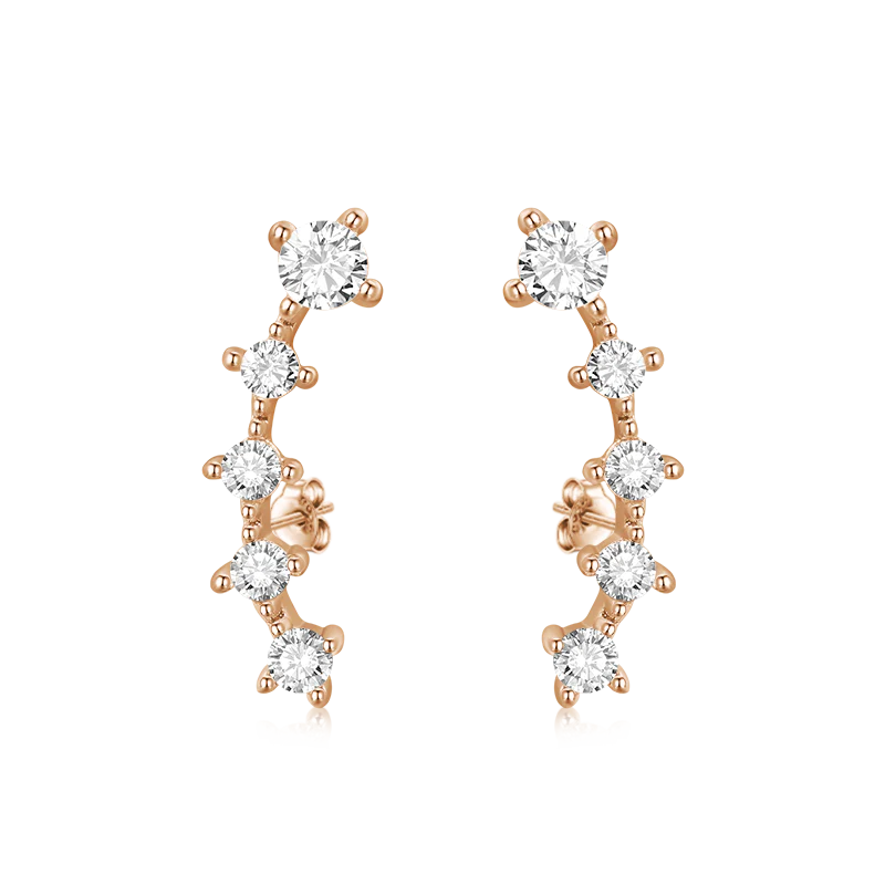 Gnoce Cubic Zirconia Ear Crawlers Earrings Platinum-plated Silver Blend - Image 2