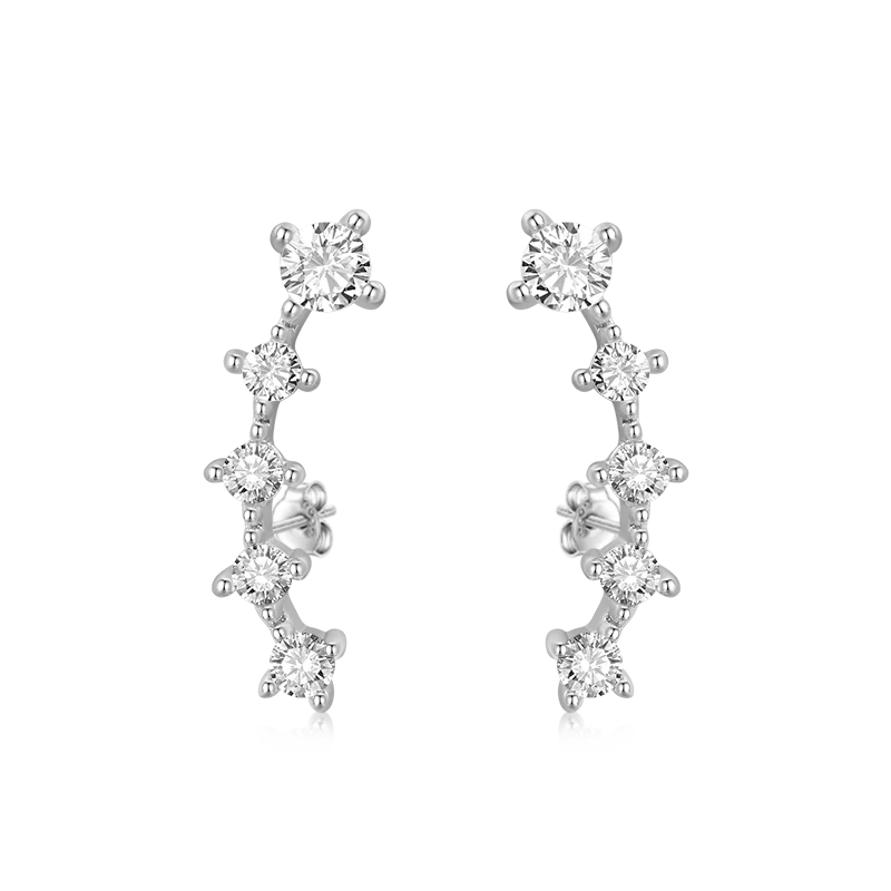 Gnoce Cubic Zirconia Ear Crawlers Earrings Platinum-plated Silver Blend - Image 3