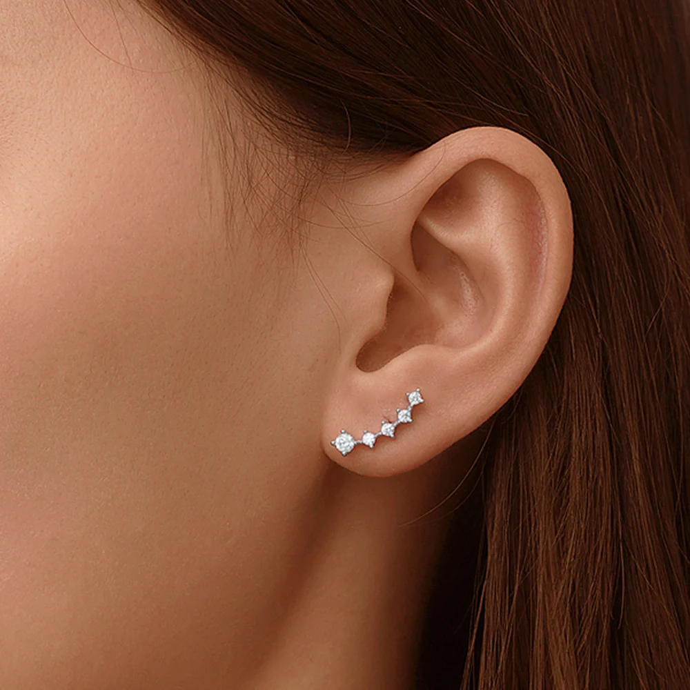 Gnoce Cubic Zirconia Ear Crawlers Earrings Platinum-plated Silver Blend - Image 5