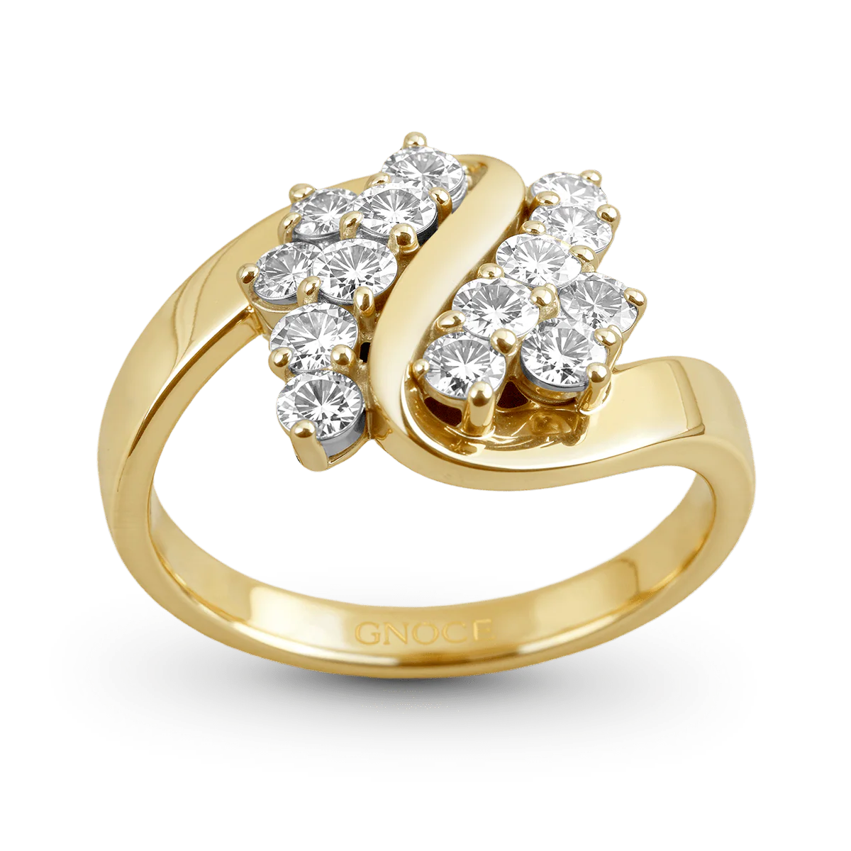 Gnoce  Curve Brilliant Round-Cut Engagement Ring