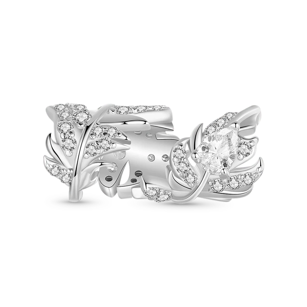 Gnoce White Zircon Curved Feather Charm