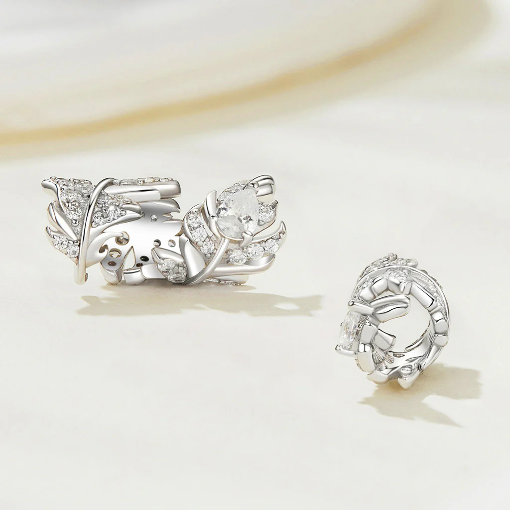 Gnoce White Zircon Curved Feather Charm - Image 2
