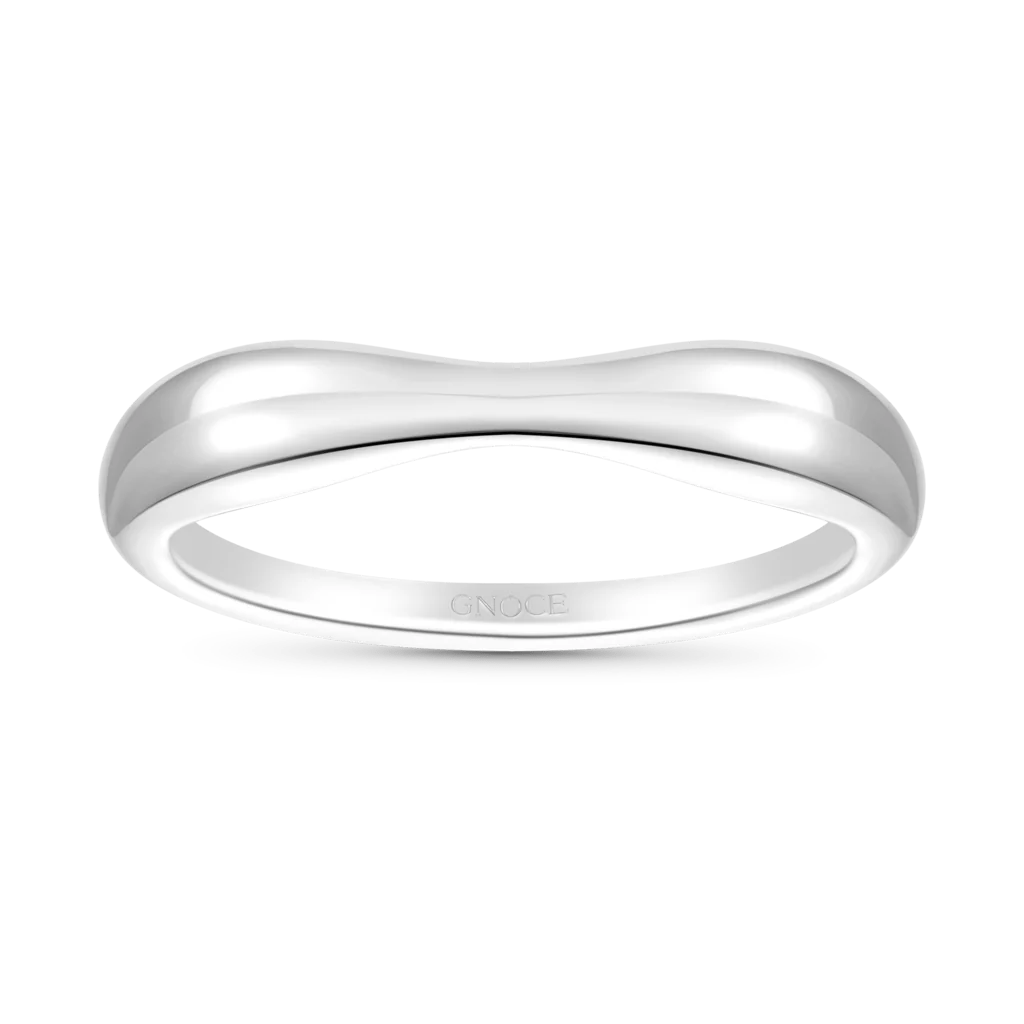Gnoce Curved Notched Band Ring Platinum-plated Silver Blend