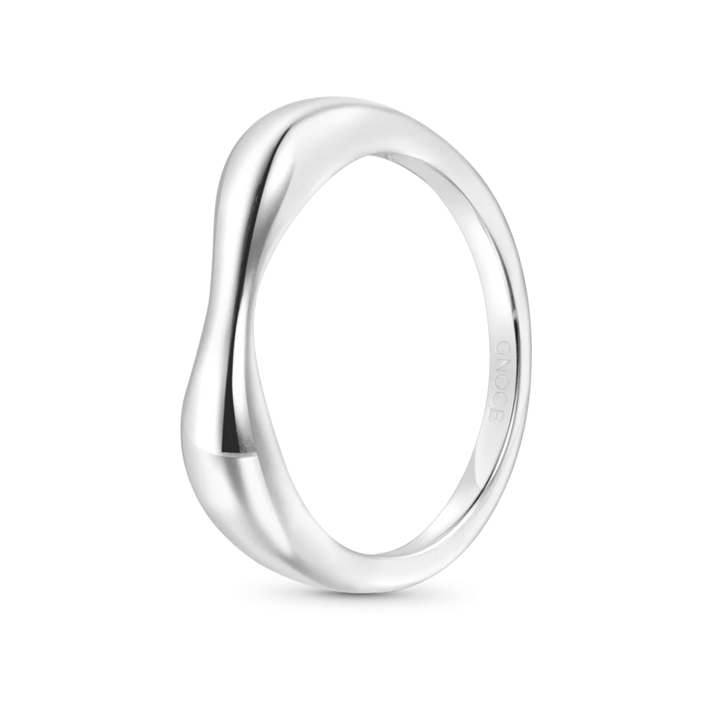 Gnoce Curved Notched Band Ring Platinum-plated Silver Blend - Image 2