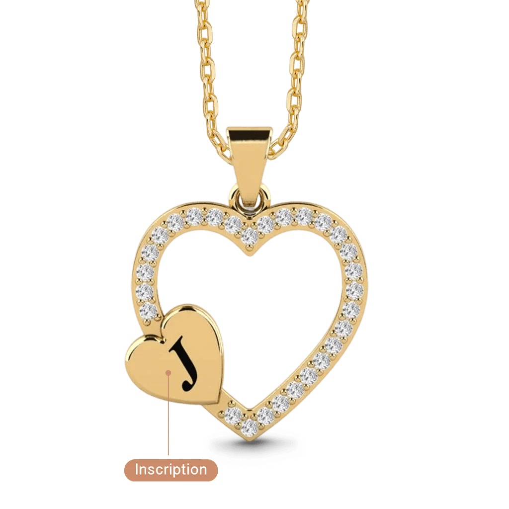 Gnoce Custom Initial Heart Necklace with Birthstone - Image 3