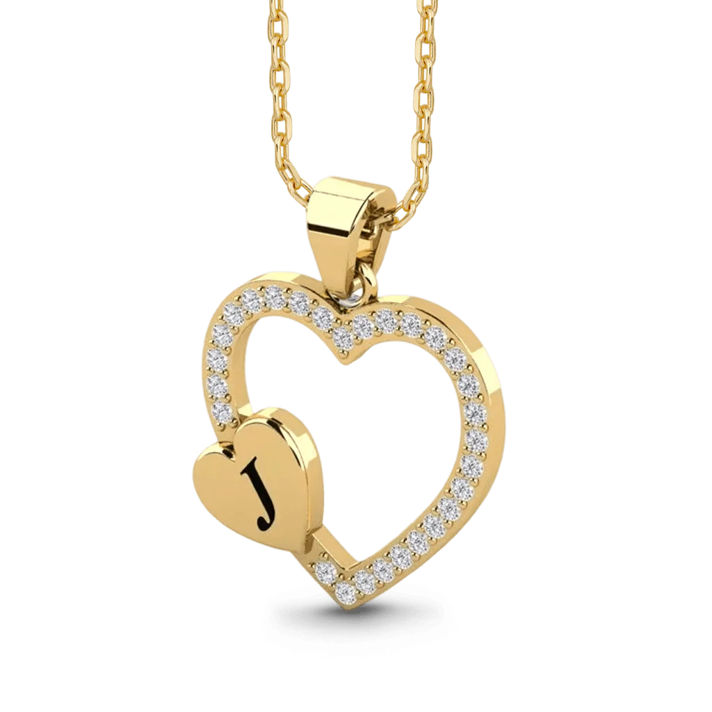 Gnoce Custom Initial Heart Necklace with Birthstone - Image 4