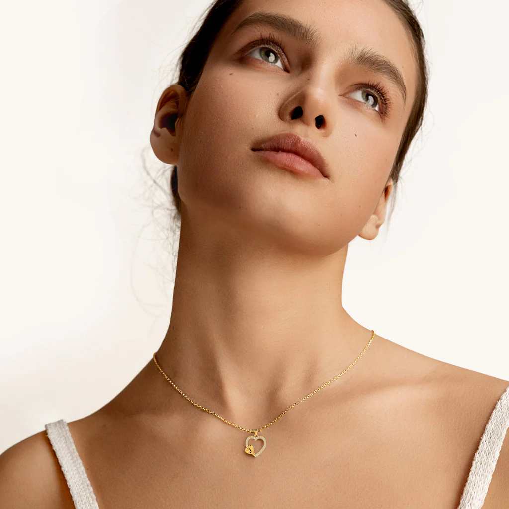 Gnoce Custom Initial Heart Necklace with Birthstone - Image 6