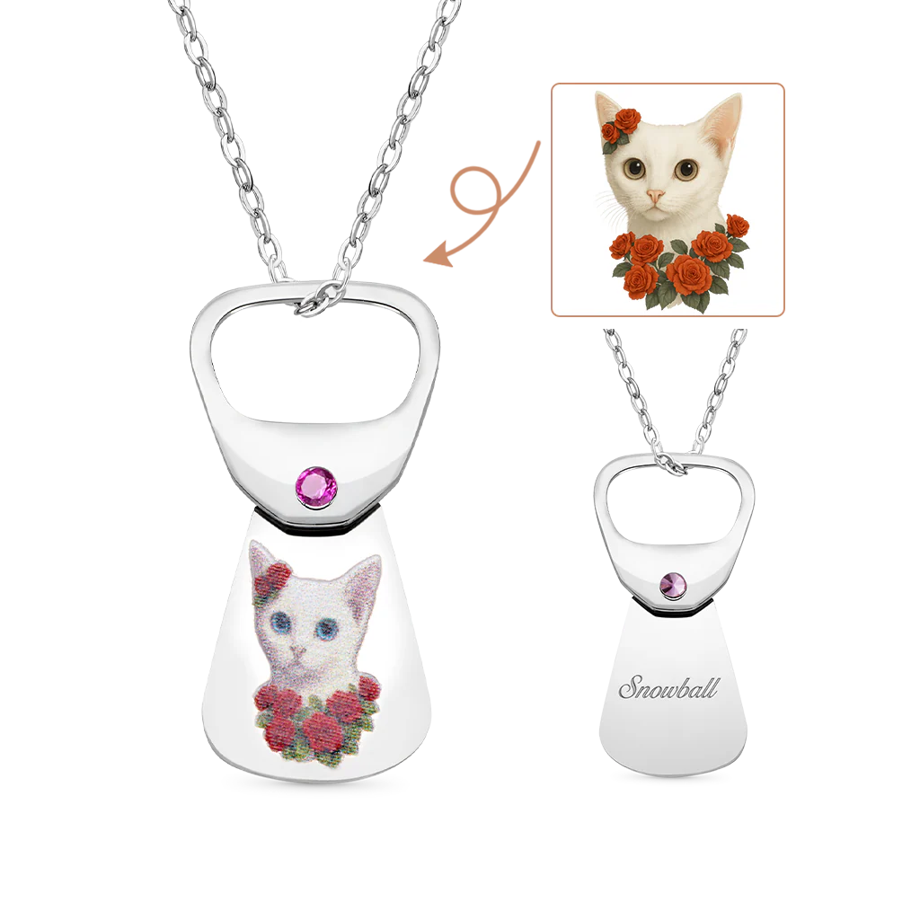 Gnoce Custom Pet Photo Necklace Cans Pendant Gift for Pet Lover - Image 2