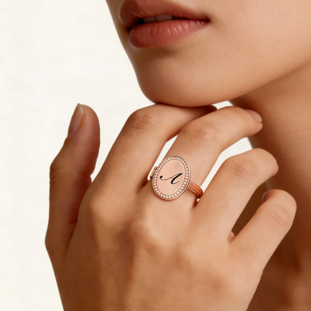 Gnoce Custom Photo Birthstone Ring with Personalized Engraving - Image 2