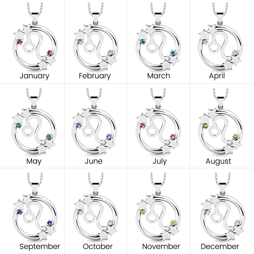 Gnoce Custom Zodiac Necklace with Personalized Birthstones - Image 5