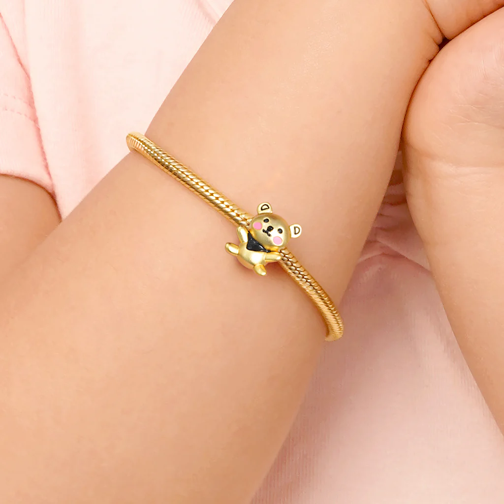 Cute Bear Charm Bead Sterling Silver 18K Gold Plated - Image 4