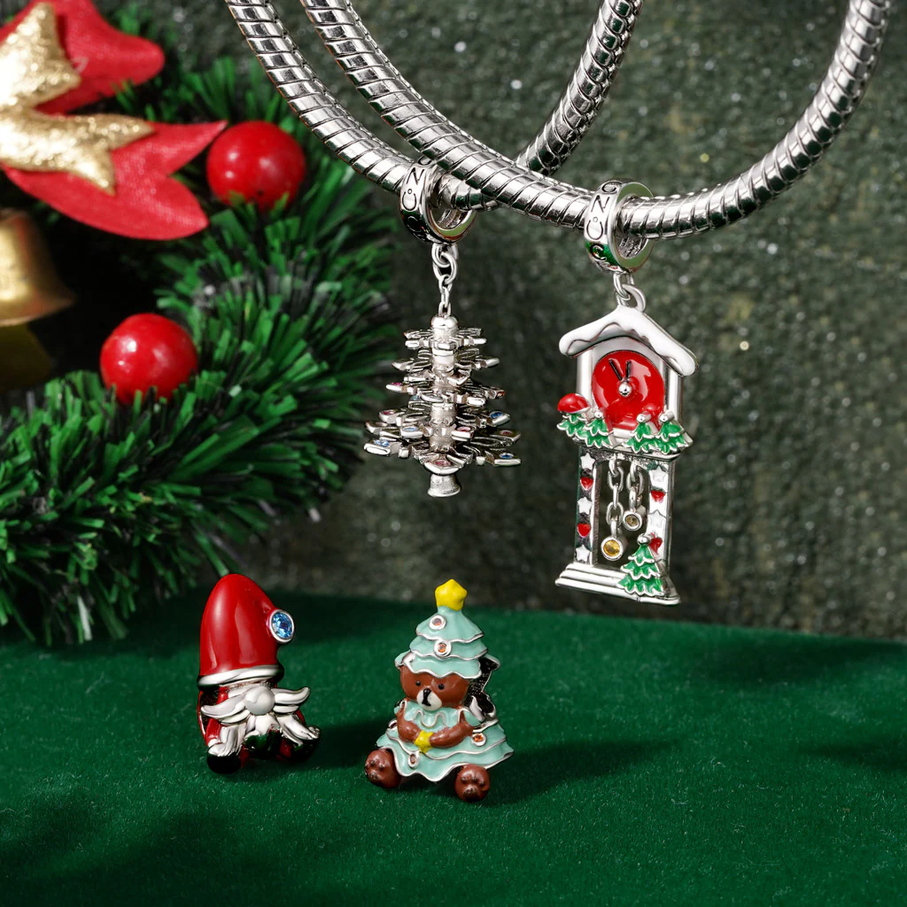 Gnoce Cute Bear Christmas Tree Charm Platinum-plated Silver Blend - Image 3