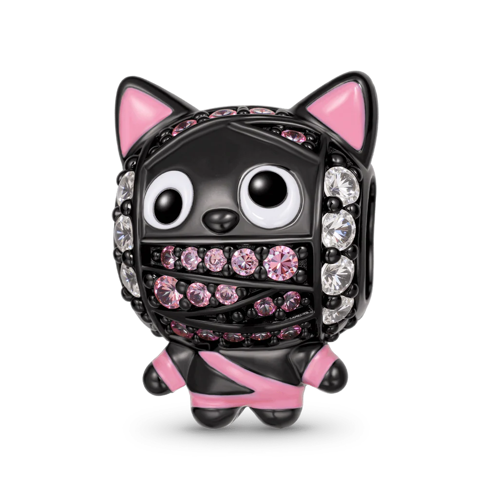 Gnoce  Cute Cat Mummy Charms Platinum-plated Silver Blend